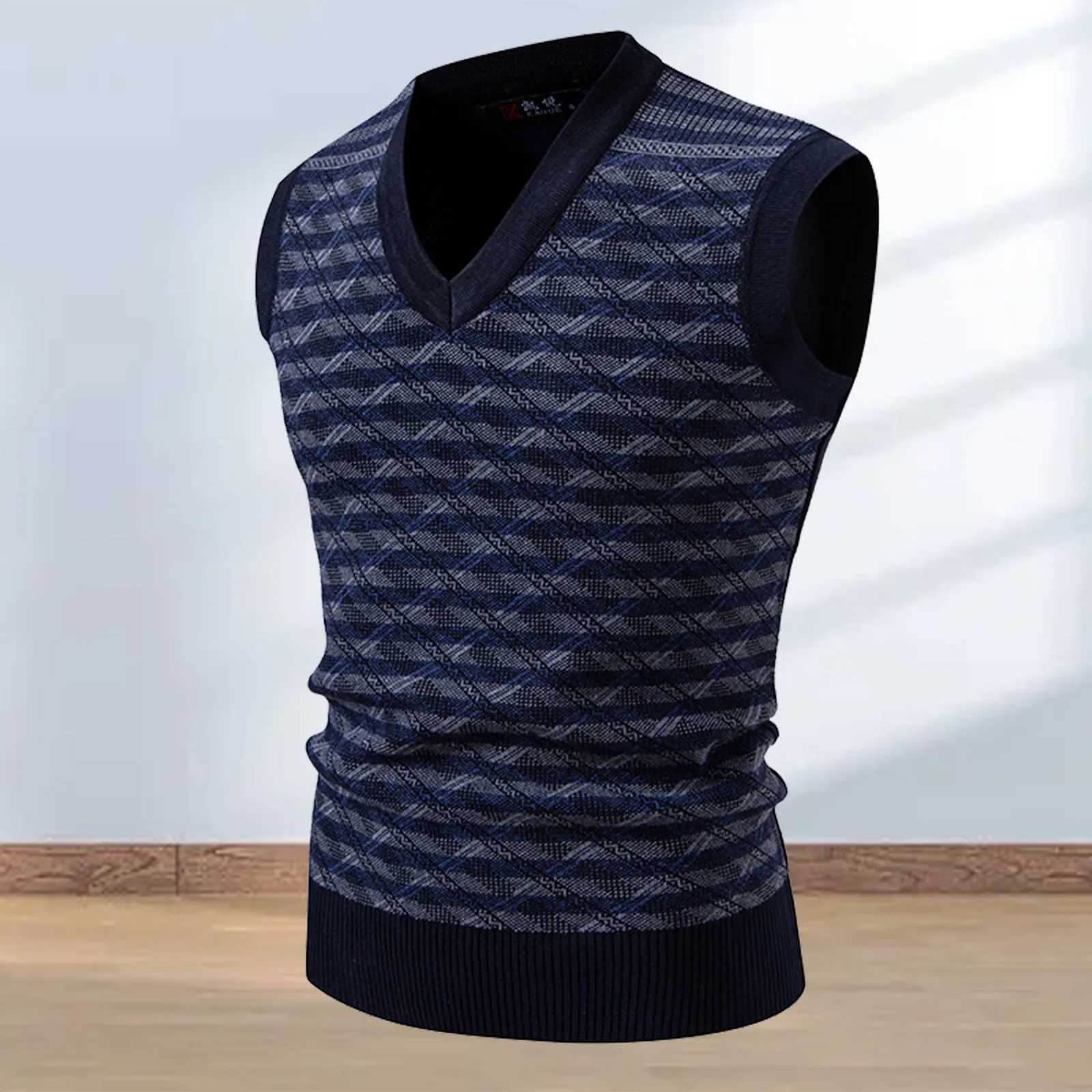 Men's Sweaters Men'S sl1less Knitted Sweater ve1s Solid V-Neck For Winter/Autumn Casual Large Size V Neck ve1 Business Stylish Clothes D26