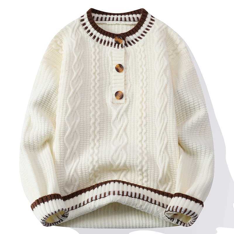 Men's Sweaters Autumn Winter Mens Fashion Knitted Sweater Round Neck Patchwork Warm Breathable Knit Pullovers Men Casual Youthful Vitality Tops