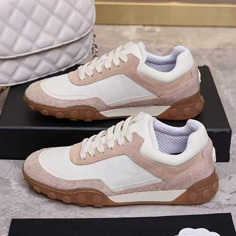 Womens Fabric Suede Calfskin Sneakers Designers CC Lace Up Closed Round Toes Sport Shoes Fall Winter 2026 Pre-Collection CC Breathable Mesh Lining C