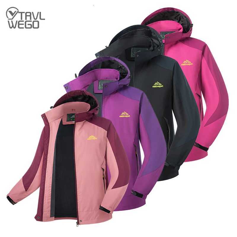 Outdoor Jackets Hoodies TRVLWEGO Women's Hooded Jacket Hiking Mountain Sport Waterproof Lightweight Windbreaker Rain Shell Camping Raincoat Q26