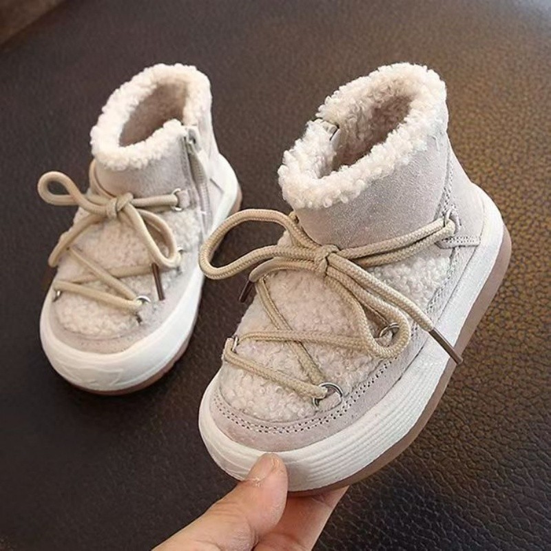 2026 new baby snow boots winter fleece-lined warm mid-to-high-top cotton shoes non-slip toddler boots for infants and young children unisex 24112