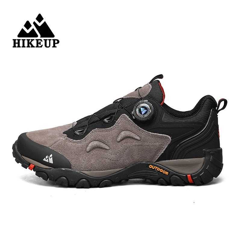 Outdoor Shoes Sandals HIKEUP-Leather Shoes for Men Outdoor Hiking Shoes Tourist Trekking Sneakers Mountain Climbing Trail Jogging Shoes Turnbuckle Q