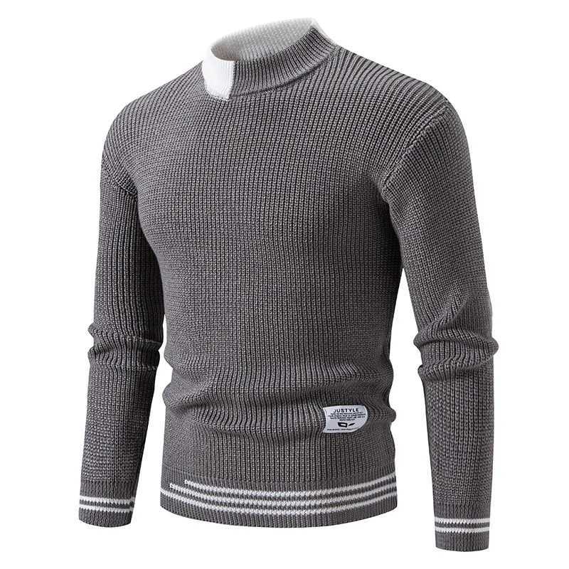 Men's Sweaters New Autumn Winter Korean Knit Pullovers Men Fashion Knitted Sweater Mens O-Neck Patchwork Casual Knitwear Slim Pullover Sweaters