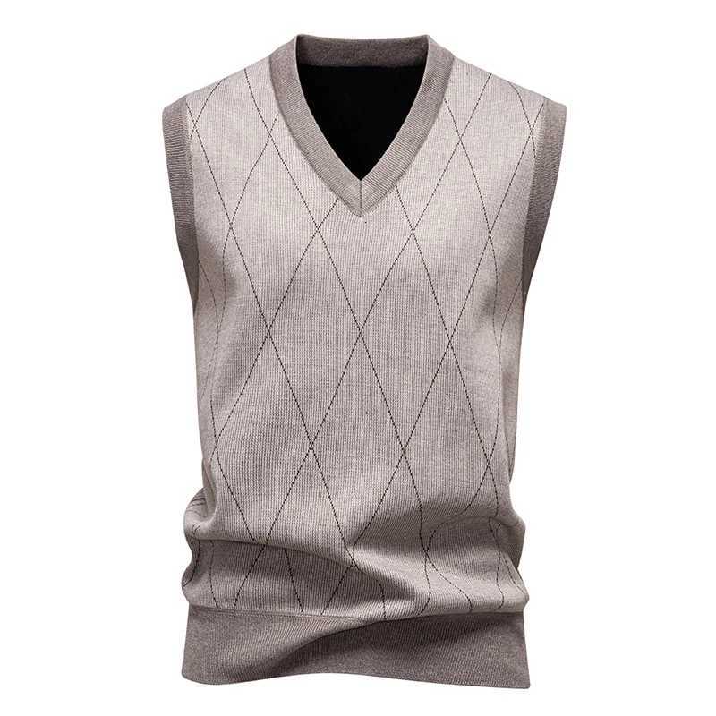 Men's Sweaters Autumn Winter Pullover Sweater ve1 Fashion Argyle V-Neck Smart Casual Knitted Waistcoat Men Warm Knit sl1less Pullovers ve1 D261