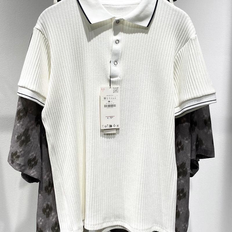 Marchandises de haute qualité Polo d'été texturé côtelé à manches courtes et col rabattu pour homme en mélange de coton respirant et décontracté