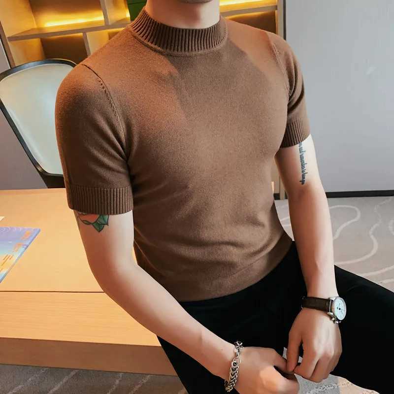 Men's Sweaters Sweater Korean Clothing Autumn Winter New Men's Sweater With High Collar Oversize Slim Fit Casual Knit Turtleneck 4XL-M D26