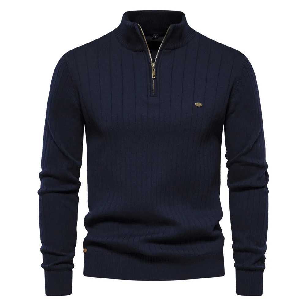 Men's Sweaters 2025 New Autumn Zipper Pullover Sweaters for Men Warm Winter Stand Collar Cotton Knitted Sweater Men D261009