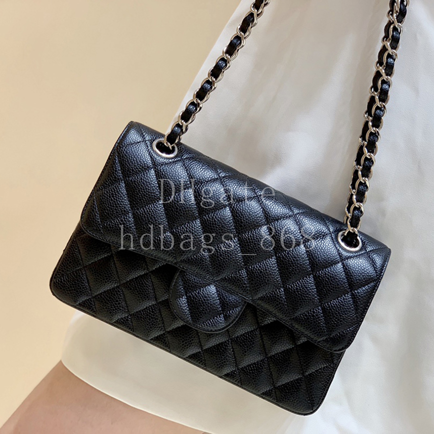 Master quality Designer Shoulder Bag Small Classic Flap Bag Caviar Handbag for Women Luxury Calfskin Chain bag Crossbody bags 23cm with Box 2403A
