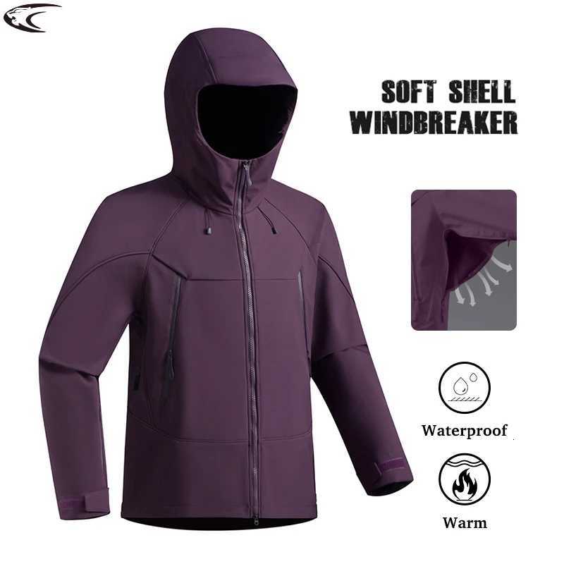 Outdoor Jackets Hoodies LNGXO Men's Women's Windbreaker Waterproof Warm Soft Shell Fleece Jacket Unisex Hiking Climbing Trekking Outdoor R