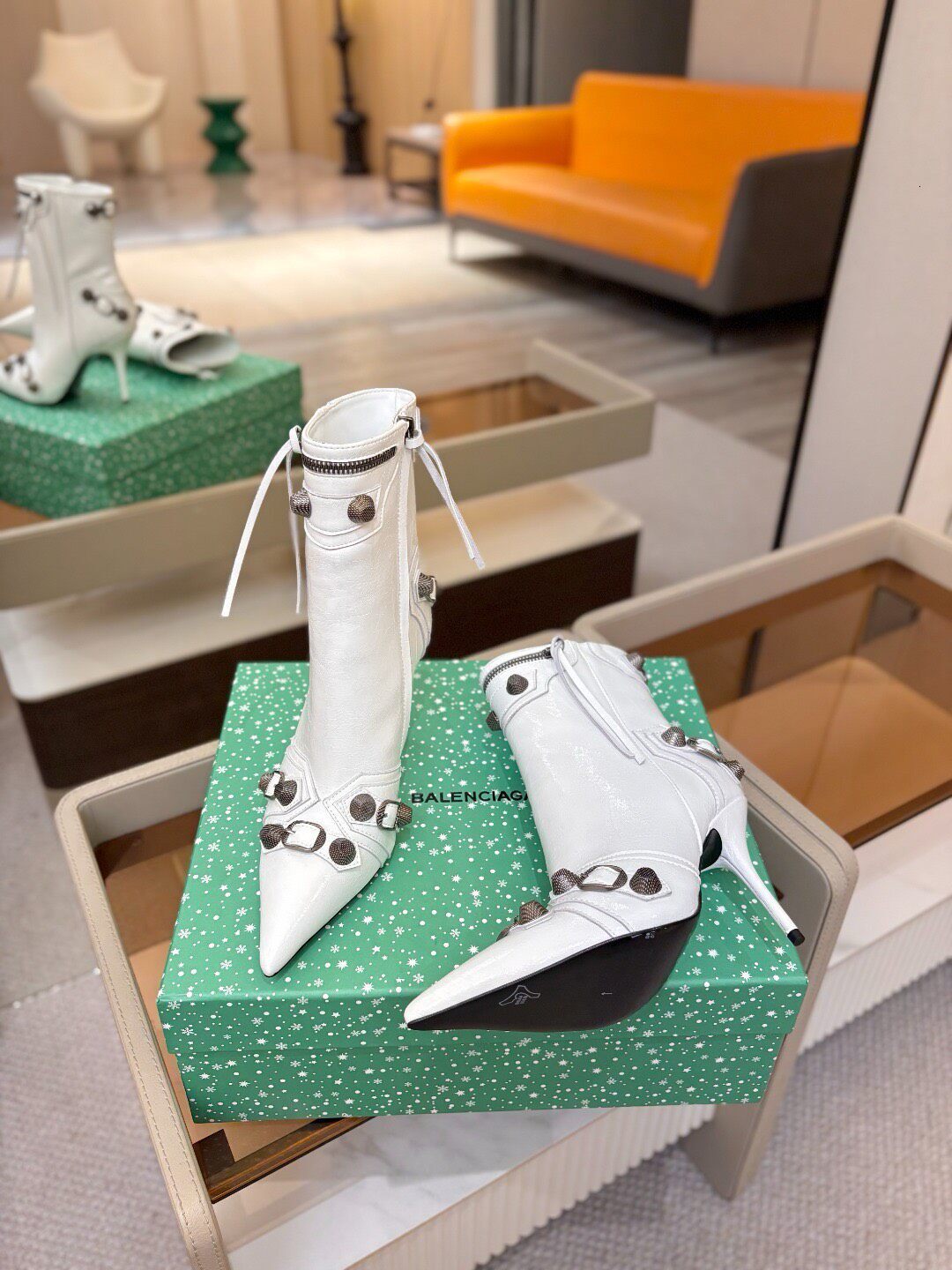 kitten heel woman designer ankle booties point toe studded silver pink red white black green luxury comfortable zipper strap buckle ring party stree