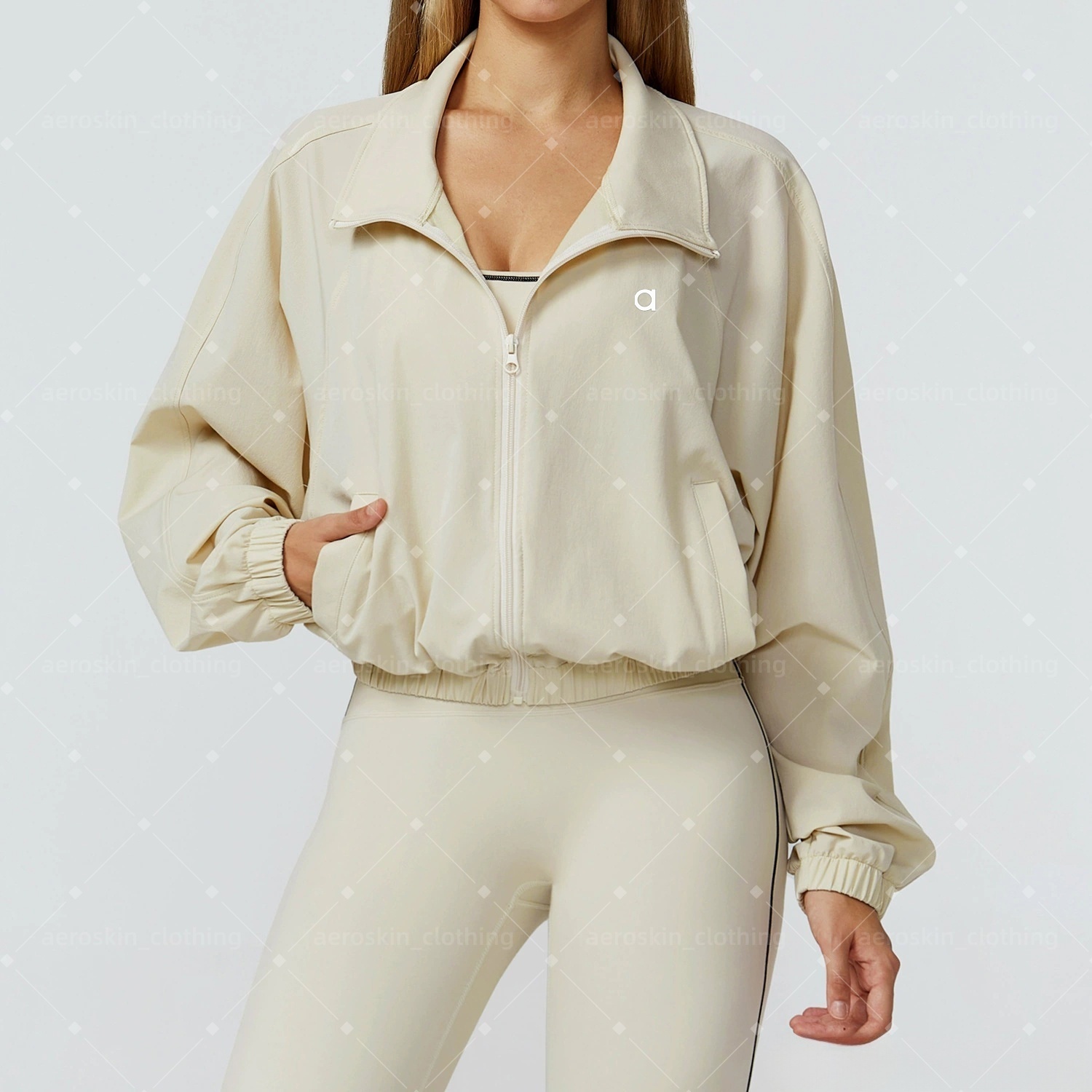 Womens Sports Jacket Solid Zip Up Sportwear Sunscreen jacket Wide-Leg Pants Flared Pants Skinny Pants Trendy Active for Gym Yoga Running Seamless Co