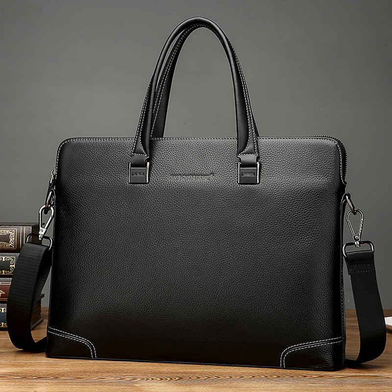 2026 Shaqi Kangaroo outdoor Men's Handbag, Genuine Leather, Horizontal Design, Business-Style, Top-Grain Cowhide, Crossbody Bag, Casual Briefca