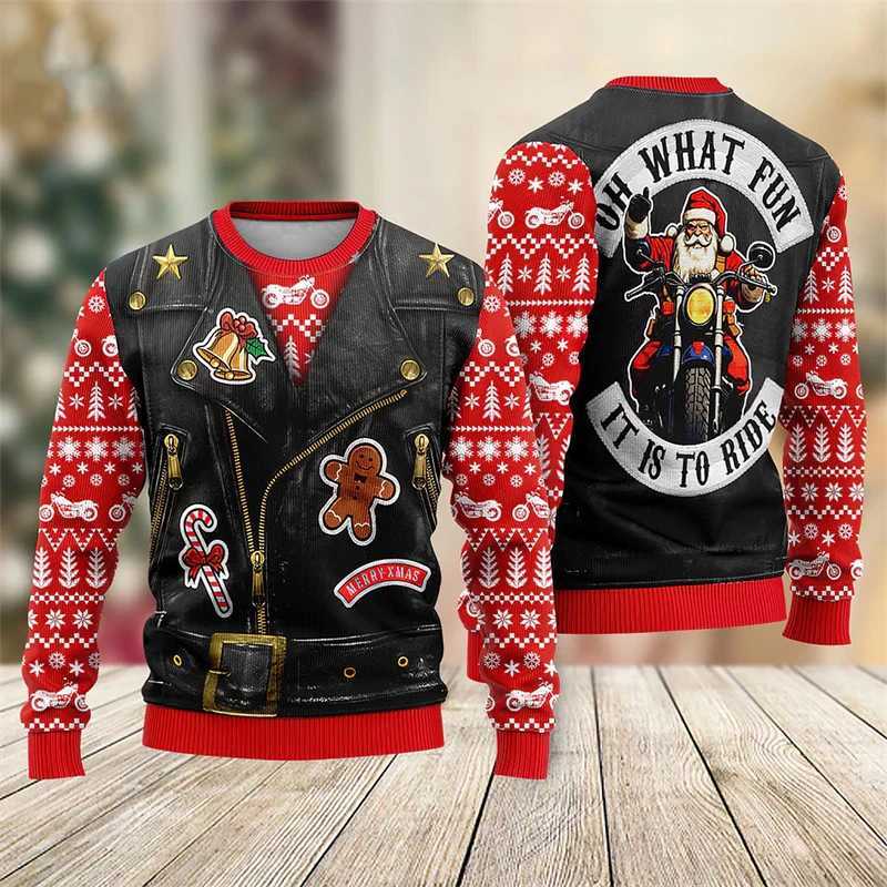Men's Sweaters Funny Santa Claus Graphic Ugly Christmas Sweater For Men Fashion Autumn Winter 3D Printed Sweatshirt Casual Oversized Pullovers