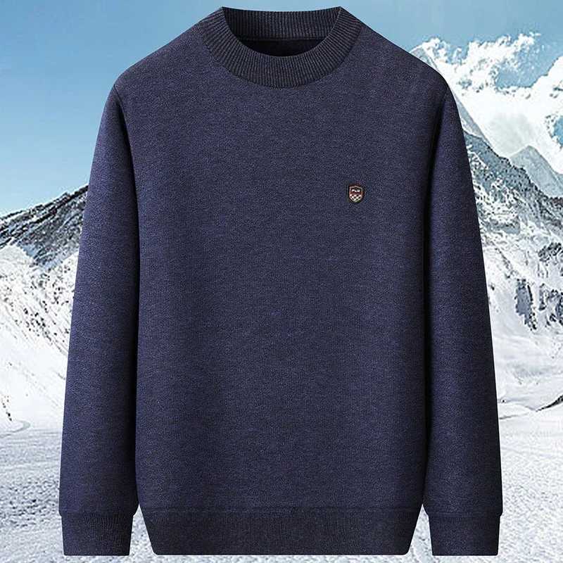 Men's Sweaters Mens Crew Neck Knitted Sweater Solid Color Ribbed Cuff Hem Pullover Soft Warm Casual Business Winter Tops With Small Chest Badge