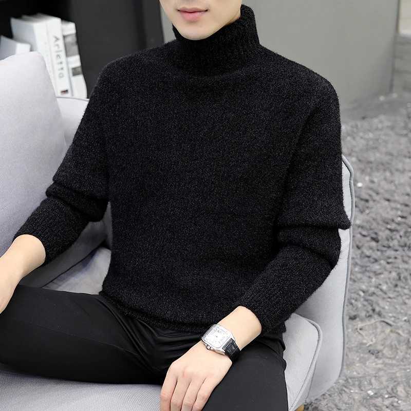 Men's Sweaters Warm Mens Sweaters Casual Turtleneck Pullovers Men Winter Black High Neck Sweater Man Long sl1 Knitwear Men's Clothing Tops