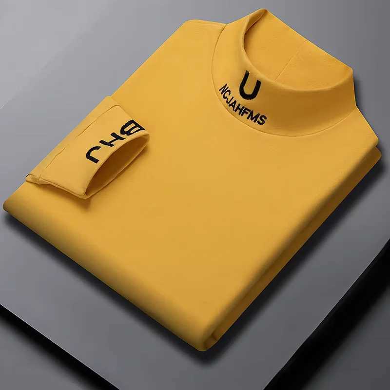 Men's Sweaters long sl1d T-shirt men semi high neck top autumn fashion personalized printed pullover comfortable casual sweater D2610091