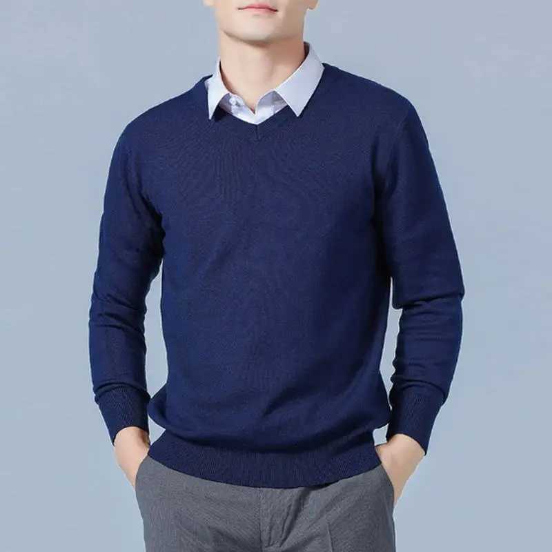 Men's Sweaters Soft Cashmere Sweater Men's Clothing Autumn Winter Pullover Business Casual Bottom V-neck Knitted Woolen Slim Fit Knitwear