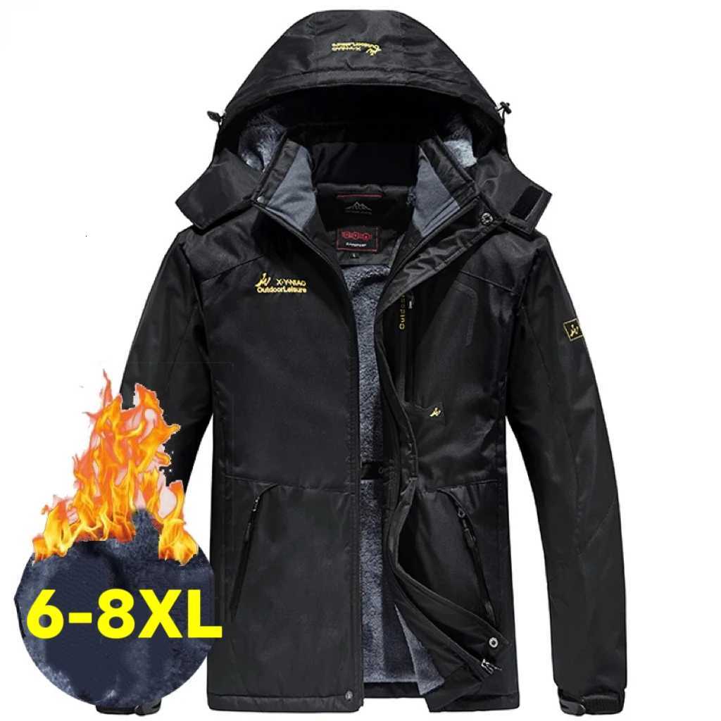 Outdoor Jackets Hoodies Men Thick Windproof Waterproof Jackets Men's Wool Liner Snow Ski Hooded Coats Male Parka Plus Size Winter Jacket Q26100