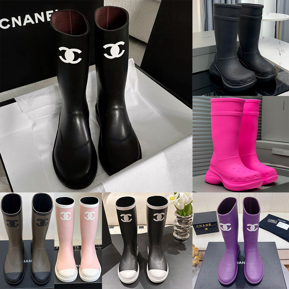 Designer CC Logo Rain Boots Women Caoutchouc Rain Boot Shoes Fashion High Rubber Waterproof Platform wellies for daily outdoor wear Fall winter S