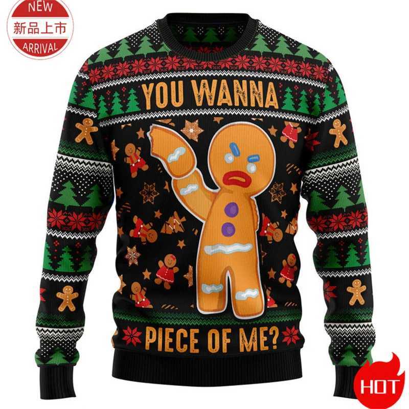 Men's Sweaters Cookie Gingerbread 3D Print Sweater Gingerbread Sweatshirt Cookie Ugly Christmas Sweater Women Mens Funny Christmas Shirts D2610