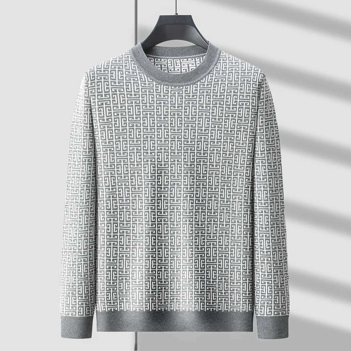 Men's Sweaters jacquard design round neck sweater men autumn and winter comfortable soft and fashionable brand casual knit sweater D261009