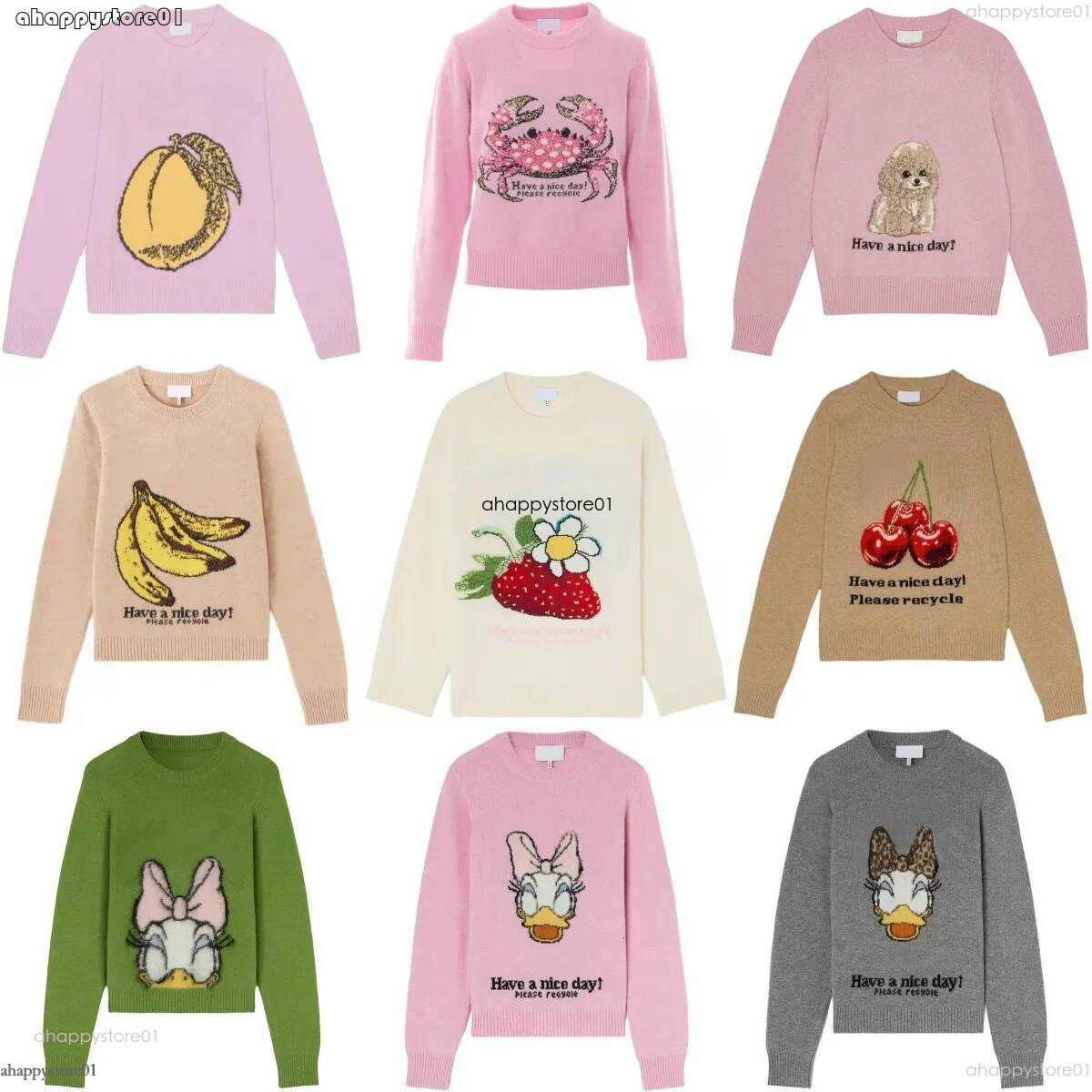 Gannisweaters Women Knitted Wool Sweaters Jacquard Soft Cotton Tops Crew Neck Sweater Elegant Loose Fit Daily Wear Knit Top 9e6