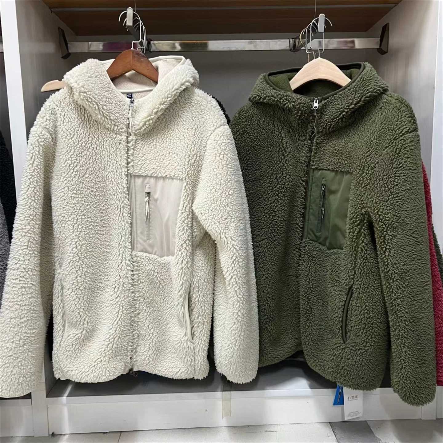 Outdoor Jackets Hoodies Winter Hooded Lamb Wool Velvet Polar Fleece Jacket Men Women's Casual Top Outdoor Camping Hiking Fishing Thermal Polart
