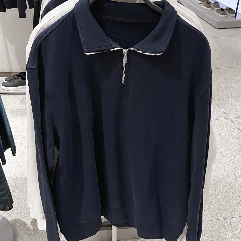 Designer Men's Fleece Lined Half Turtleneck Sweatshirt Solid Color Pullover Long Sleeve Chest Pocket Casual Warm Top Autumn Winter