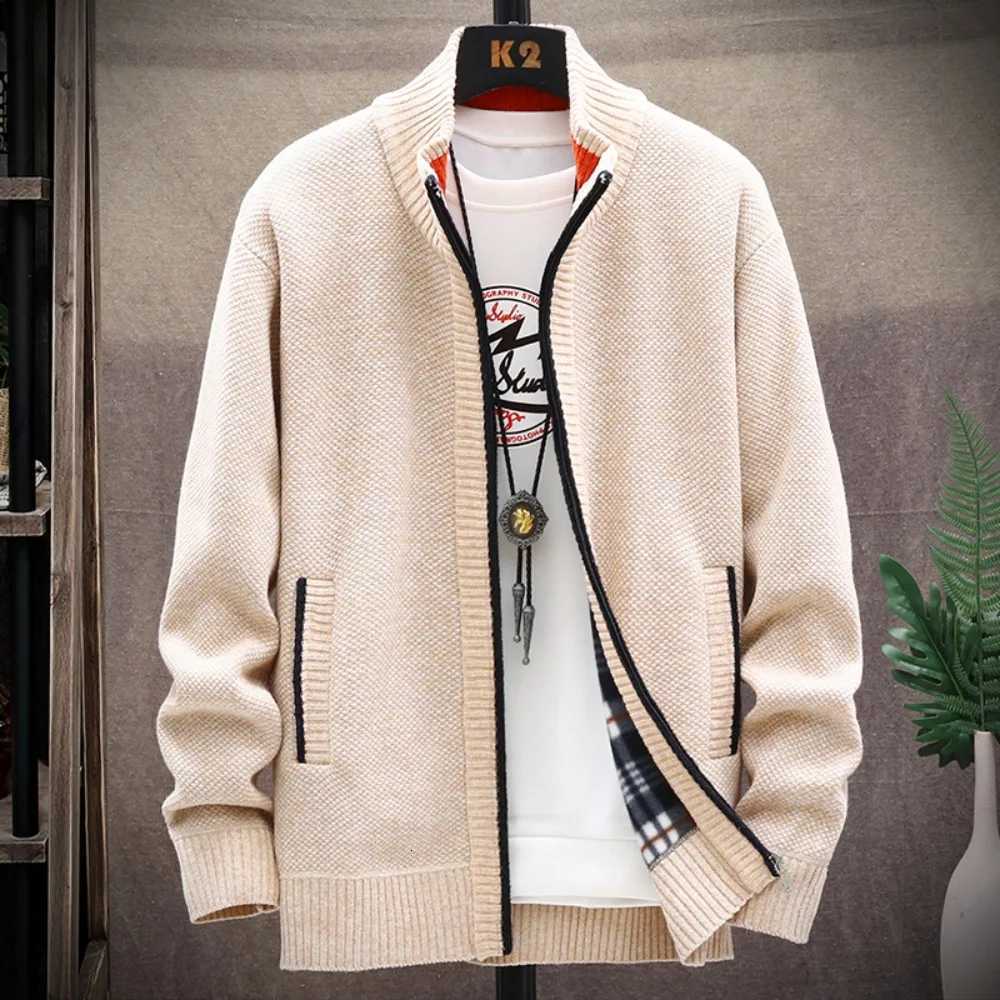 Men's Sweaters Knitted Cardigan Solid Color Sweater Men Zipper Autumn New Long-sl1d Jacket Warm fl1 Cardigans Jacket D261009