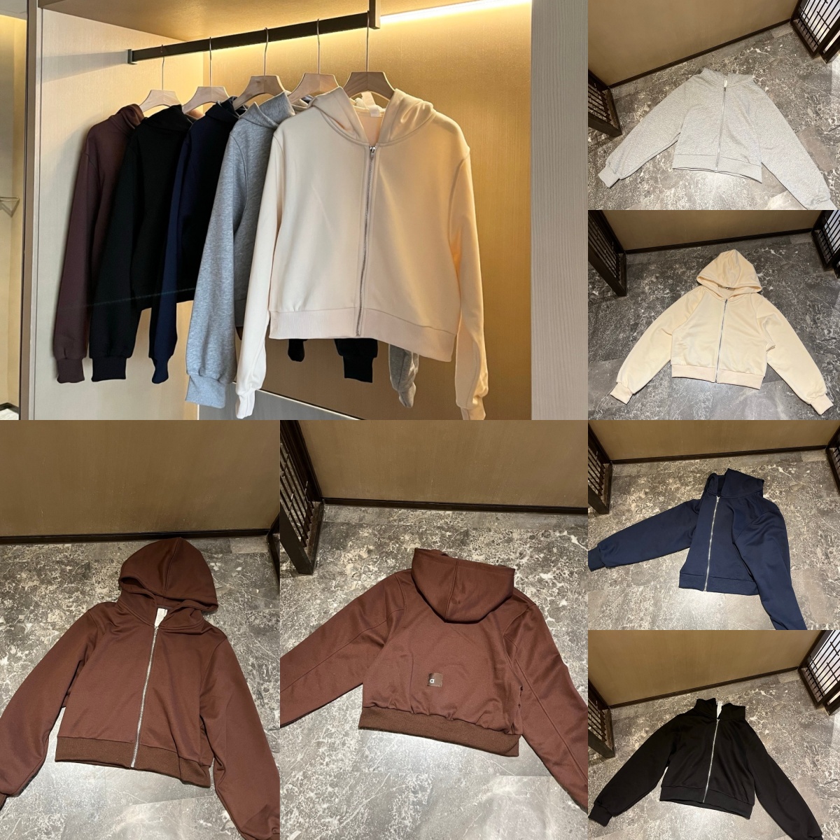 3049AO Short Zipper Hoodie Womens Solid Color Cardigan and Slimming Sweater for Fall Hooded Sweatshirt Fall Fashionable Pullover Cardigan Pullover J
