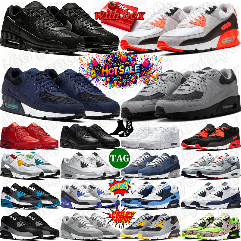 Livraison gratuite avec boîte 90 hommes chaussures de course 90 s 90s formateurs pour hommes UNC triple noir blanc cuir extérieur femmes chaussur