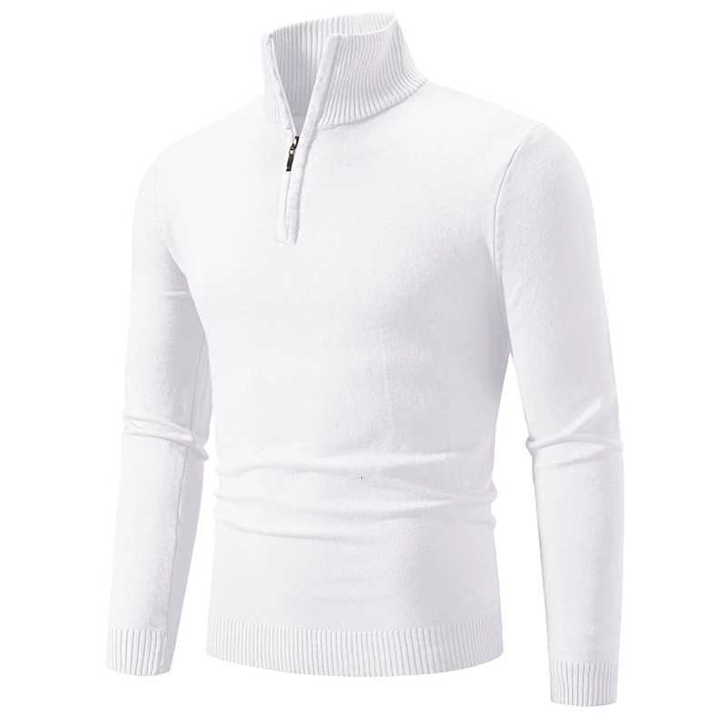 Men's Sweaters New Men's Sweater Half Zipper Pullovers Winter Warm Stand Collar Turtleneck Cotton Knitted Sweater Men Solid Color Sweatwea
