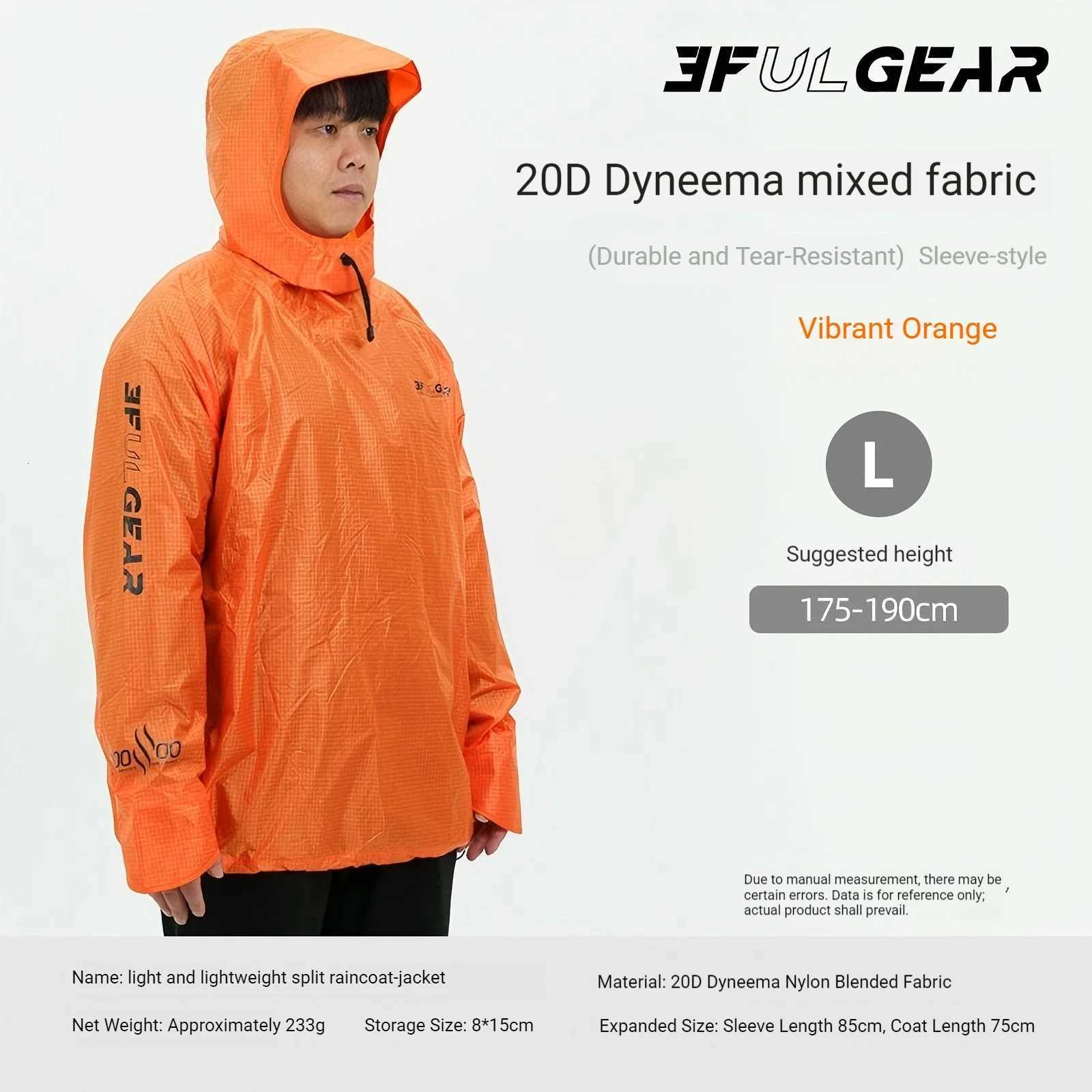 Outdoor Jackets Hoodies 3F UL GEAR Ultralight Split Raincoat with Hooded 20D Nylon Outdoor Hiking Sleeve Style Poncho Waterproof Unisex Camping Supp