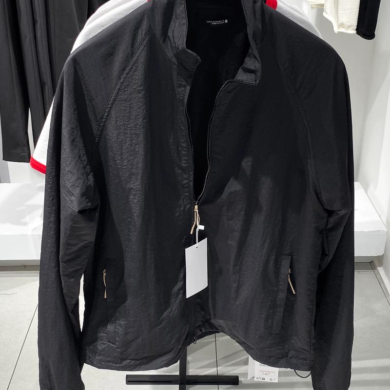 Manteau léger de styliste pour hommes, veste en tissu technique à col montant, fermeture éclair, coupe ample, couleur unie, vêtements d'extérieur