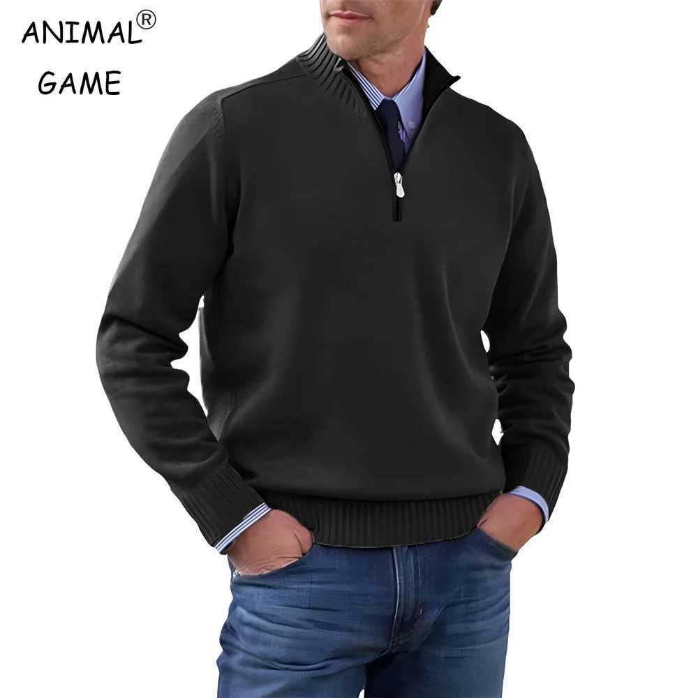 Men's Sweaters New Men's Streetwear Autumn Warm Half Zipper Solid Color Turtleneck Sweater Men Long sl1 Sweatshirts Breathable Pullover D2