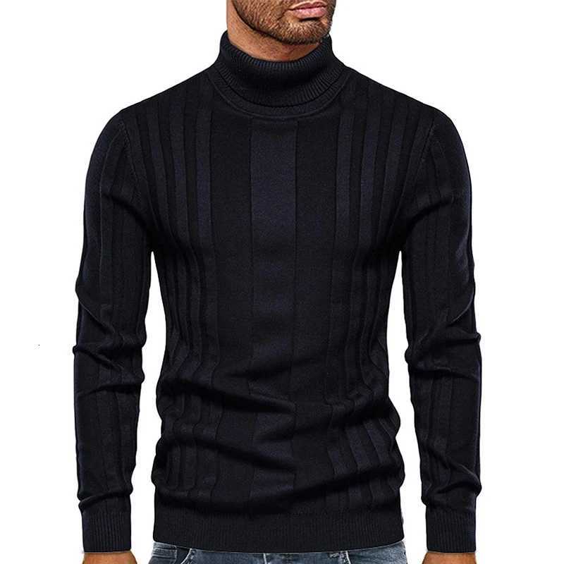 Men's Sweaters 2024 Turtleneck Knitted Sweater Men's Casual Warm Solid Color High Elastic Pullover Sweater Autumn and Winter D261009