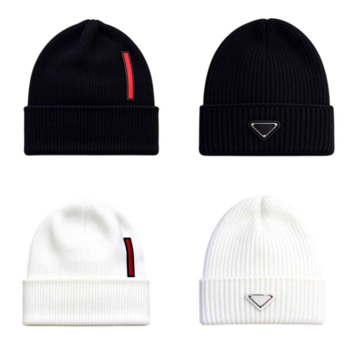 Beanie Hat Designer Beanies Bonnet Casquette Linea Rossa Skull Cap Knitted Hats Black White Mens Autumn Winter Caps Casual High-Quality Om048