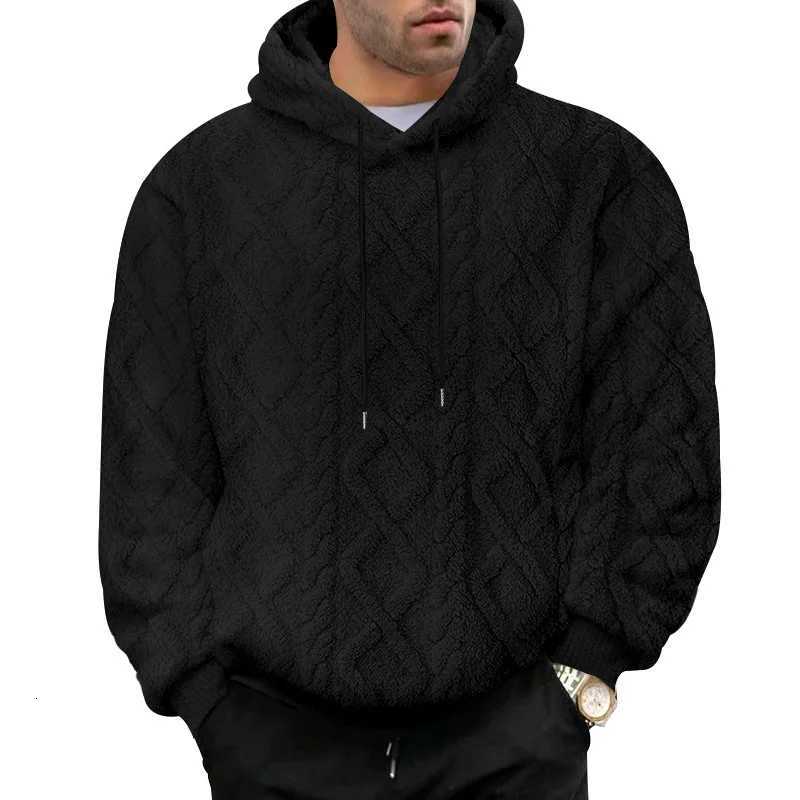 Men's Sweaters Autumn and Winter Leisure Men's High Street Jacquard Double-Sided Velvet Hooded Sports Trend Pullover Sweater Jacket D26100