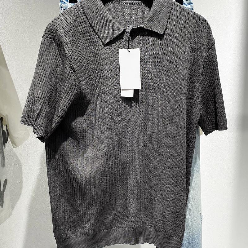 Polo tricoté de haute qualité pour hommes, haut d'été à manches courtes, couleur unie, respirant, décontracté, haut d'affaires