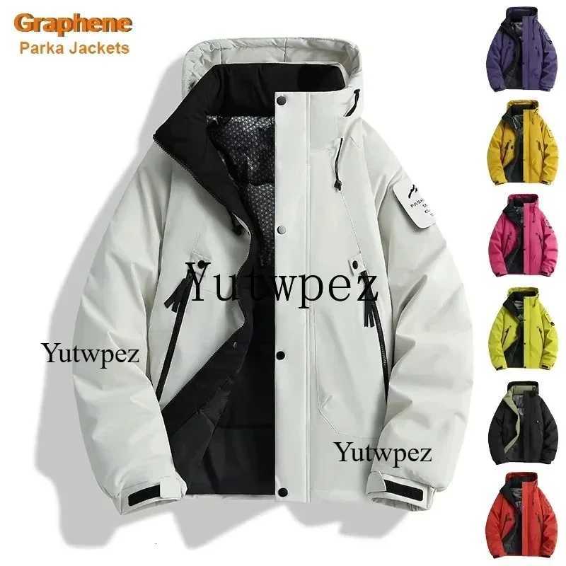 Outdoor Jackets Hoodies 2026 Winter Windproof Warm PufferJacket Men's Waterproof Outdoor Couple Thick Coat Casual Graphene Hooded Multi-Pocket
