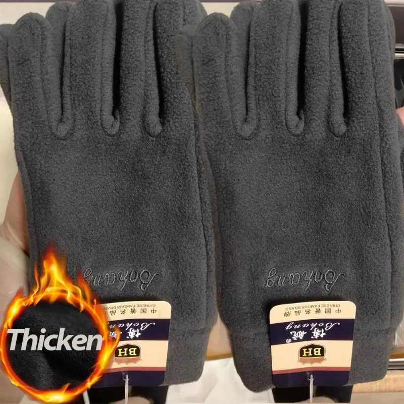Sports Gloves Men Thicken Polar Fleece Gloves for Men Women Winter Warm Thermal Finger Glove Outddor Windproof Running Skiing Cycling Mittens Q26100
