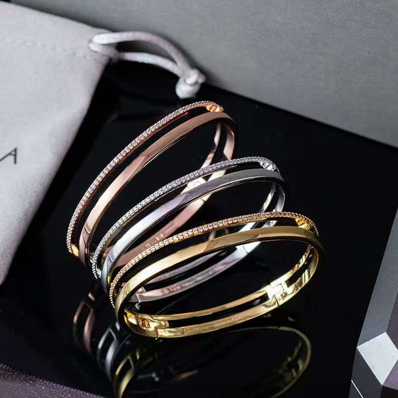 Brand Designer Bracelet Double layered Sliding Three Diamond Charm Bracelet High quality 18k Gold Gift Box Luxury Jewelry