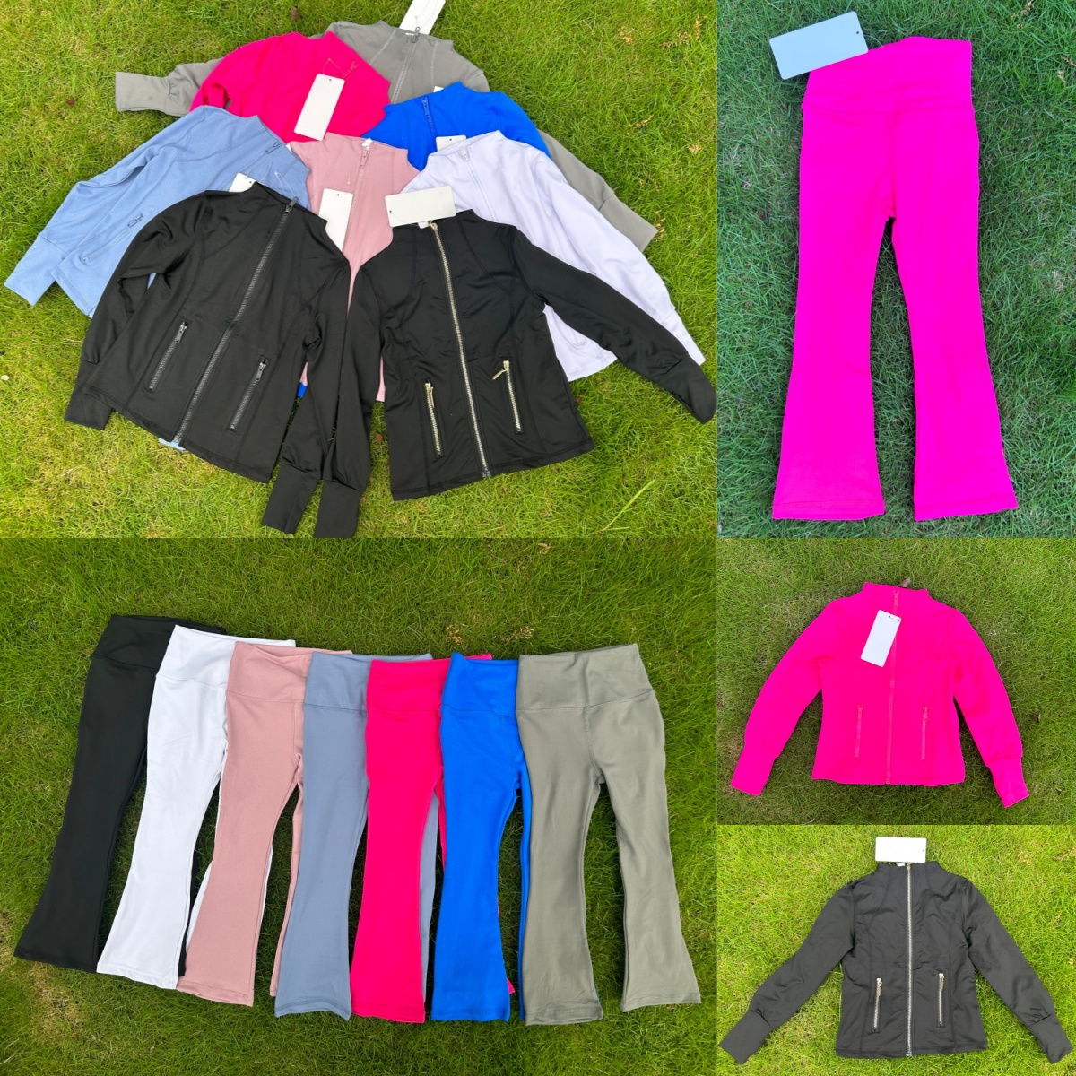 UU-L6452 Kids Quick-drying Yoga Collar Jacket or Fashionable High-waist Yoga Bell Bottom Pants Leggings Fitness Suit