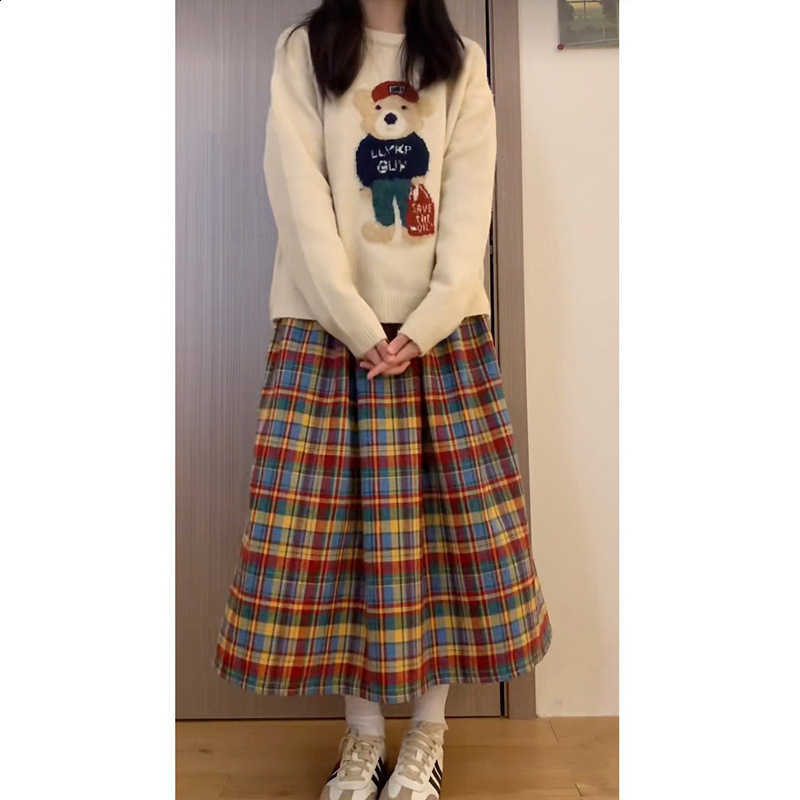Y2k Womens Gingham Maxi Skirts A Line Ruffle Plaid Midi Skirt Flowy Long Skirt Losse High Waist Summer Vintage Streetwear 250321