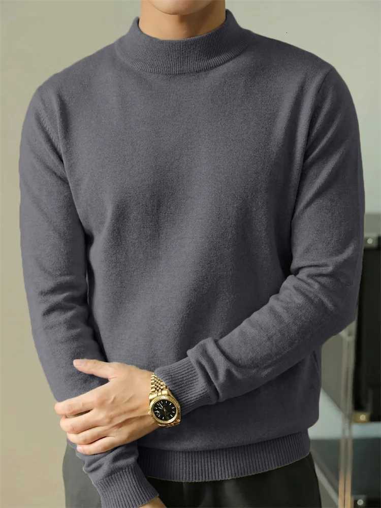 Men's Sweaters Autumn Men's Sweater Casual Solid Color Slim Fit Mock Neck Simple Style Old Money Fashion Male Knitted Pullovers Dailywear
