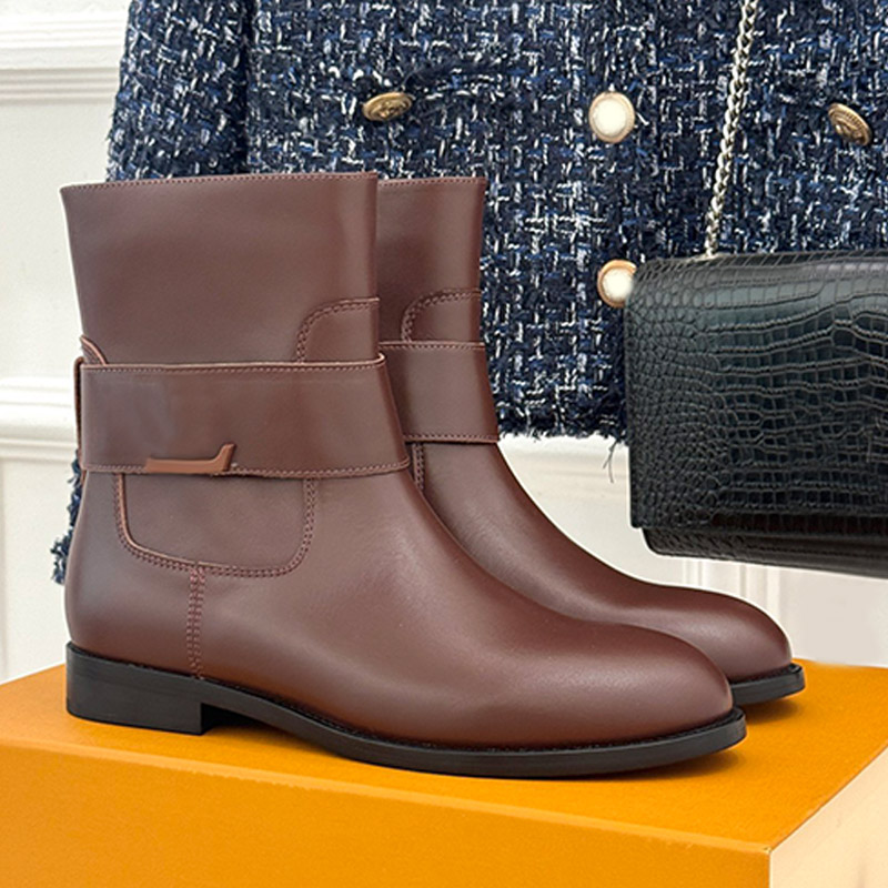 Botines planos Midtown para mujer, botines cortos con cremallera lateral de piel de becerro flexible de alta calidad, diseño de correa lateral, a la