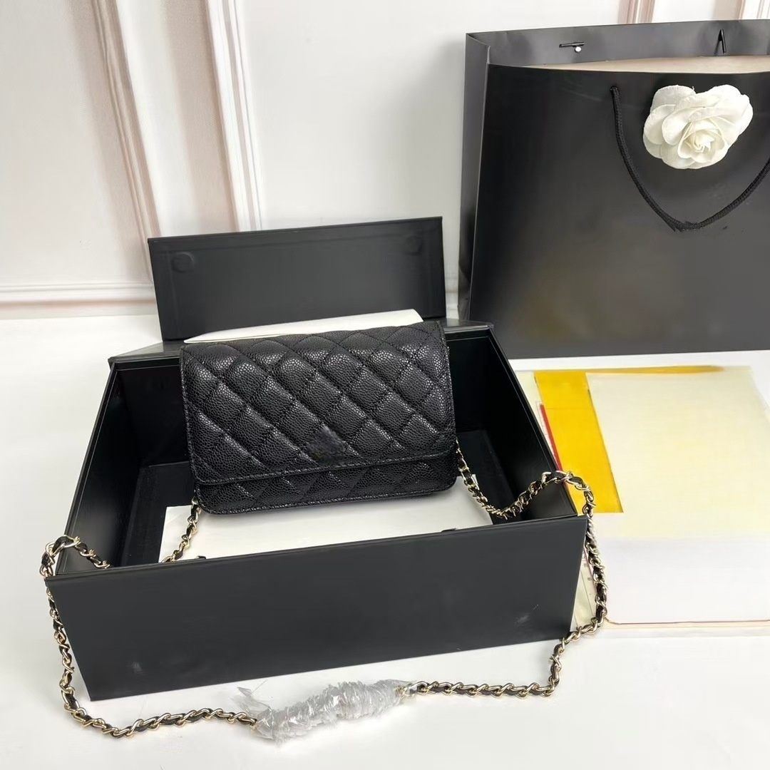 Sac à main de designer fourre-tout sac cc sac à main de luxe de soirée Caviars Fortune Woc téléphone pour femme portefeuille à bandoulière 25 cm
