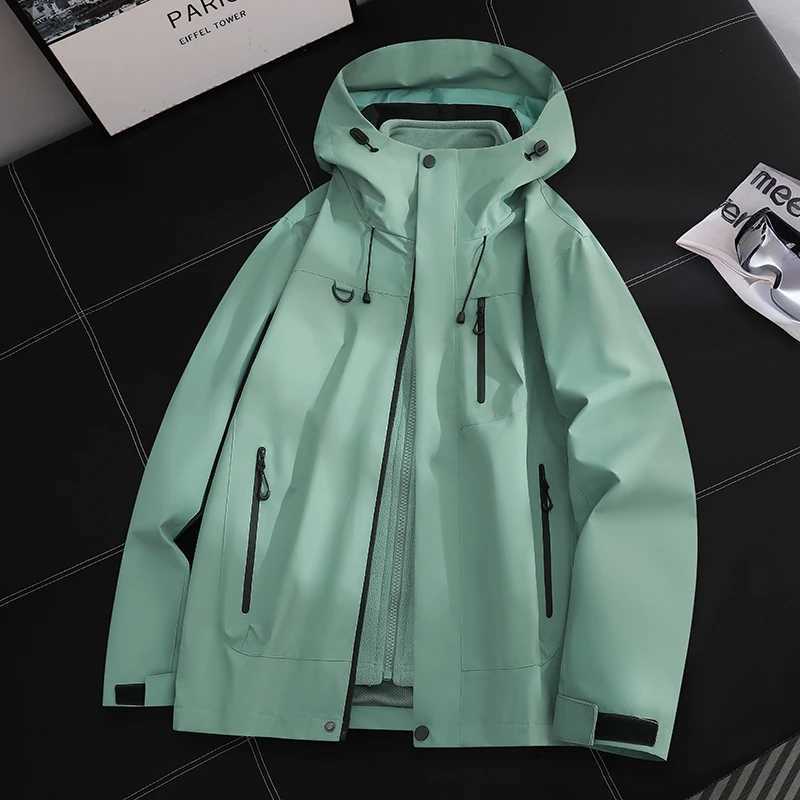 Outdoor Jackets Hoodies Unisex Waterproof Hiking 3in1 2Piece Outdoor Jacket Set Detachable Fleece Warm Multiway Wearing Hooded Couple Loose Coat Q26