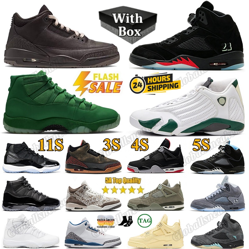 Designer 5s Halloween 2026 Chaussures de basket-ball avec boîte Hommes Femmes Baskets 11s Écran vert 3s Fireside 14s Forest Green 5 Wolf Grey Bas