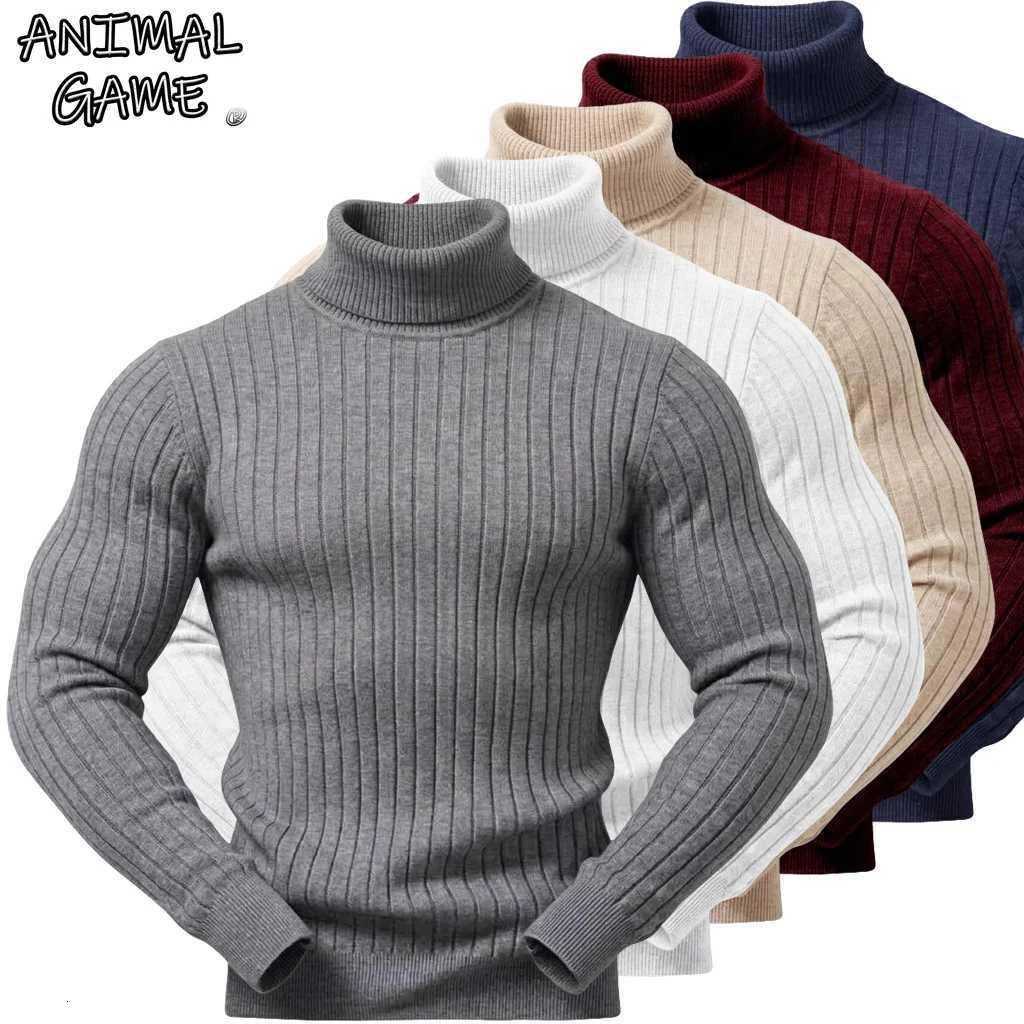 Men's Sweaters New Men's Slim Fit Turtleneck Sweater Long sl1 Knitted Pullover High Neck Winter Warm Top Winter Casual Knit Clothing for M